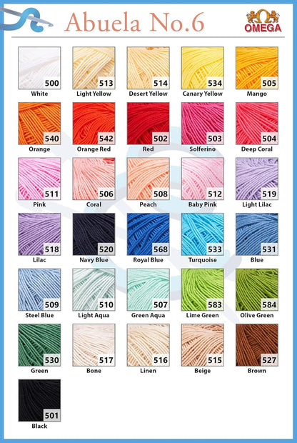 Abuela NO.6 [70grs] by Omega - Soft Yarn 100% Mercerized Cotton Yarn - Color 13-Peach 508