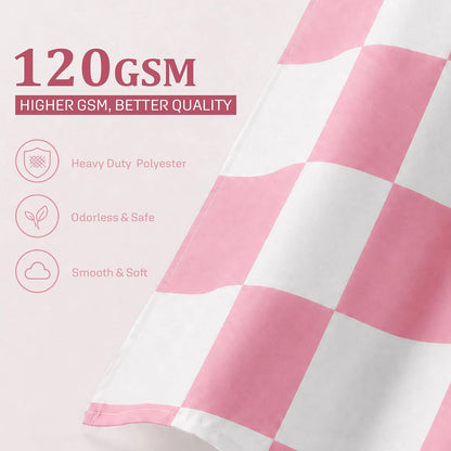 Checkered Shower Curtain, Pink Shower Curtains for Bathroom, Cute Retro Checkboard Shower Curtain Vintage Aesthetic, Washable Fabric Bath Curtain 72''x72''