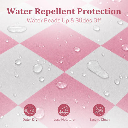 Checkered Shower Curtain, Pink Shower Curtains for Bathroom, Cute Retro Checkboard Shower Curtain Vintage Aesthetic, Washable Fabric Bath Curtain 72''x72''