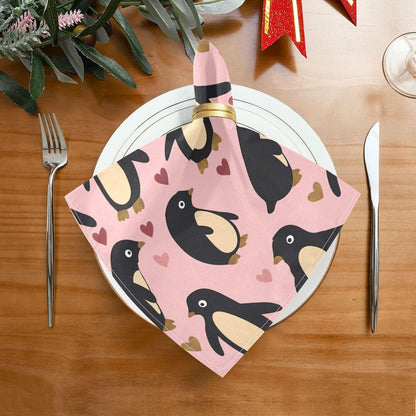 Dinner Napkins Cloth Rustic Penguin Peach Valentines Gold Bistro Kitchen Napkins Cloth Set of 6 20 x 20in