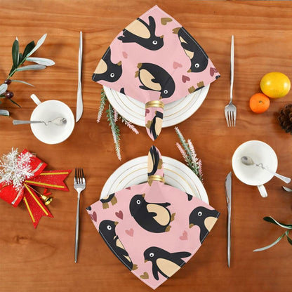 Dinner Napkins Cloth Rustic Penguin Peach Valentines Gold Bistro Kitchen Napkins Cloth Set of 6 20 x 20in