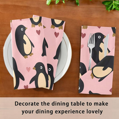 Dinner Napkins Cloth Rustic Penguin Peach Valentines Gold Bistro Kitchen Napkins Cloth Set of 6 20 x 20in