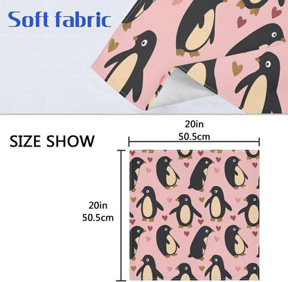 Dinner Napkins Cloth Rustic Penguin Peach Valentines Gold Bistro Kitchen Napkins Cloth Set of 6 20 x 20in