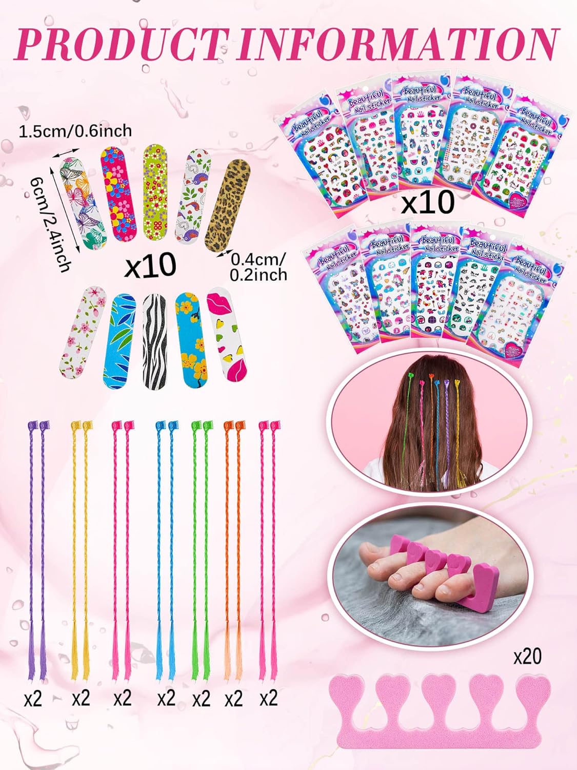 92 Pcs Spa Party Favors for Girls Slumber Party Supplies Kids Satin Robes Sleepover with Gift Bags for Girl Kids Birthday Gifts Total 10 Sets(Pink,12)