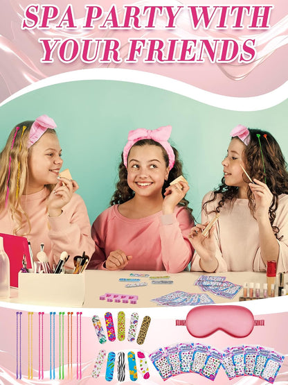 92 Pcs Spa Party Favors for Girls Slumber Party Supplies Kids Satin Robes Sleepover with Gift Bags for Girl Kids Birthday Gifts Total 10 Sets(Pink,12)