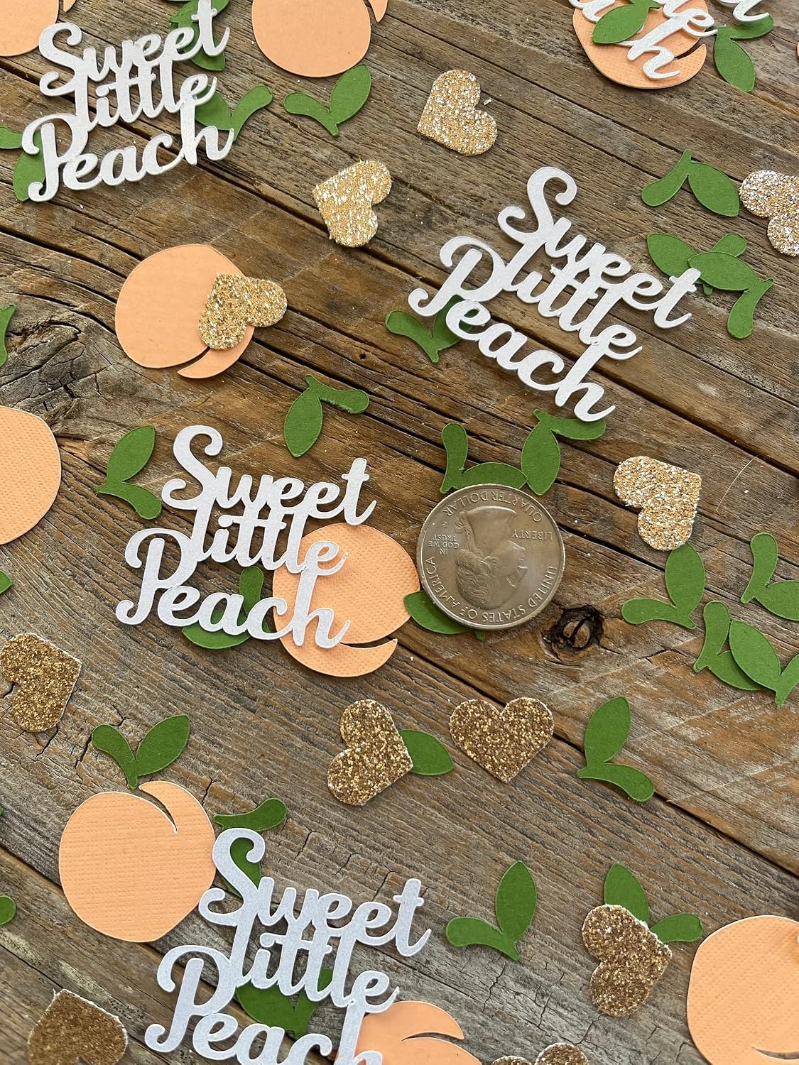 100 Pcs Little Cutie Baby Shower Confetti,Sweet Little Peach Confetti,Peach Confetti for Baby Shower Birthday Wedding Party Table Decoration Supplies
