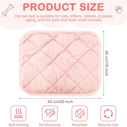 4 Pack Self Heating Cat Pad Self Warming Dog Mat Reflects Body Heat Extra Warm Thermal Pet Pad Washable Dog Cat Bed Crate Bed Mat Blanket (Pink,16 x 20 Inch)