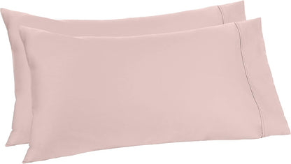 100% Organic Cotton 300 Thread Count Pillowcase Set, Blush, Standard, 2 Pack, 32" x 20"