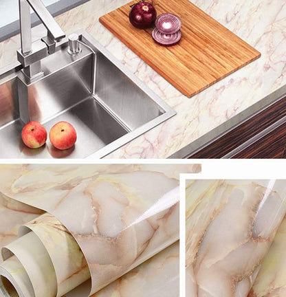 Pink Jade Marble Paper Granite Look Effect Countertops Adhesive Paper Gloss Vinyl Film Wallpaper Self Adhesive Removable 15.8inch by 79inch