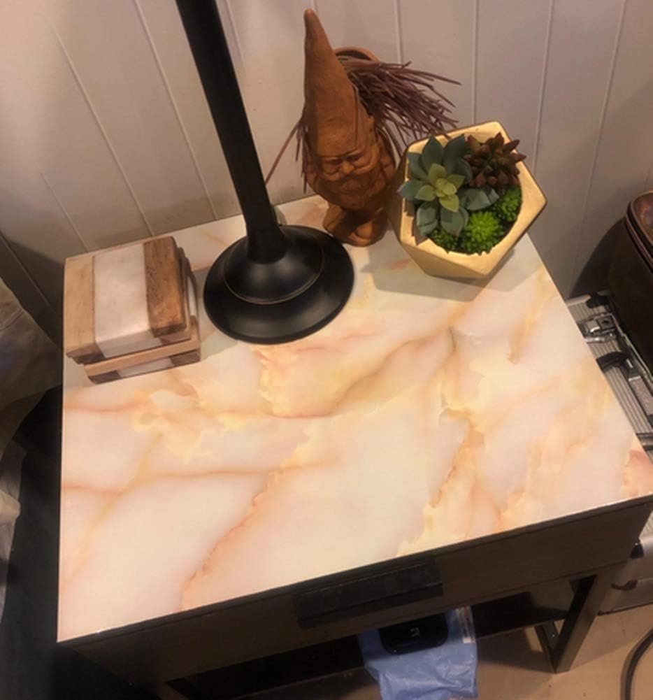Pink Jade Marble Paper Granite Look Effect Countertops Adhesive Paper Gloss Vinyl Film Wallpaper Self Adhesive Removable 15.8inch by 79inch