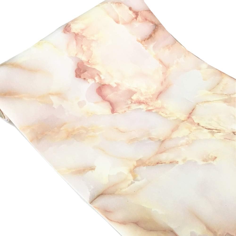 Pink Jade Marble Paper Granite Look Effect Countertops Adhesive Paper Gloss Vinyl Film Wallpaper Self Adhesive Removable 15.8inch by 79inch