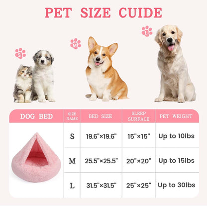 Calming Donut Dog Bed, Hooded Cave with Blanket