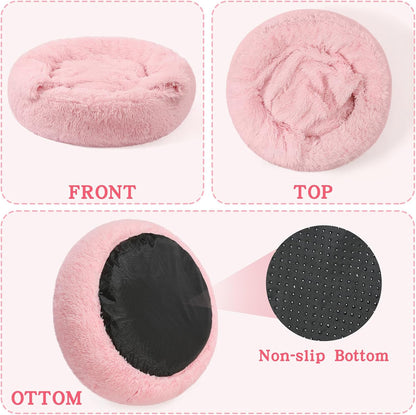 Calming Donut Dog Bed, Hooded Cave with Blanket