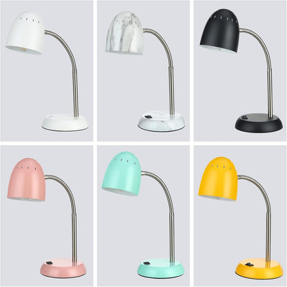 Eye-Caring Table Lamp of Simple Designs Home E26 Led Screw Basic Metal Desk Lamp with Flexible Gooseneck Hose Neck Study Lamp for Bedroom Office Living Room Convenient On/Off Switch(Pink)