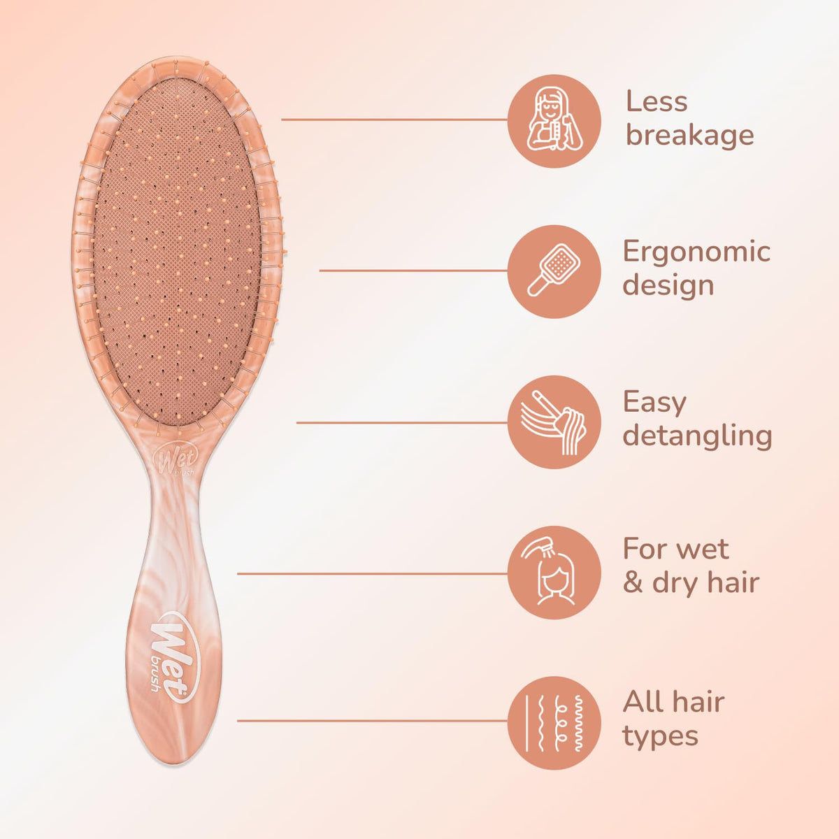 Original Detangler Hair Brush, Pink (Watercolor Waves), Ultra-Soft IntelliFlex Bristles, Detangling Bristles Glide Through Tangles (Wet Dry & Damaged Hair), Women & Men