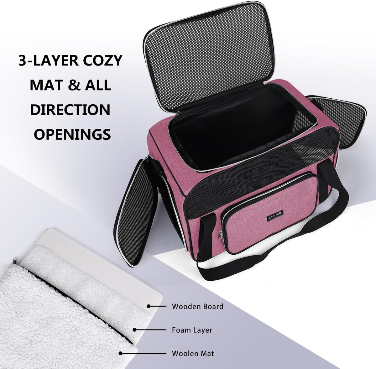 Pet Travel Carrier, Cat Carriers Dog Carrier for Small Medium Cats Dogs Puppies, Airline Approved Small Dog Carrier Soft Sided, Collapsible Puppy Carrier
