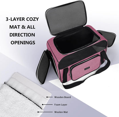 Pet Travel Carrier, Cat Carriers Dog Carrier for Small Medium Cats Dogs Puppies, Airline Approved Small Dog Carrier Soft Sided, Collapsible Puppy Carrier