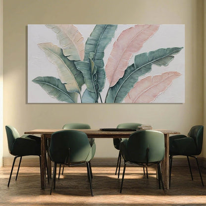 Large Green Flower Wall Decor and Pink Plant Wall Decor | Modern Wall Art for Living Room | Canvas Wall Art for Bedroom | Room Posters 24" x 48"