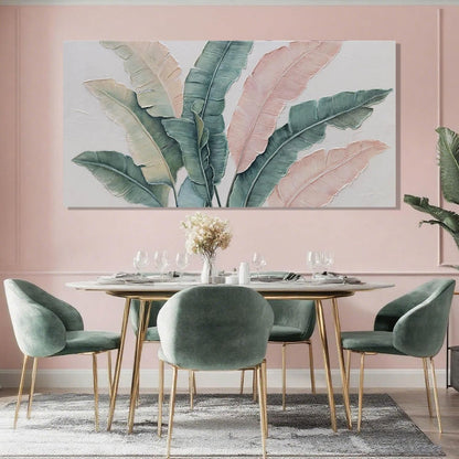 Large Green Flower Wall Decor and Pink Plant Wall Decor | Modern Wall Art for Living Room | Canvas Wall Art for Bedroom | Room Posters 24" x 48"