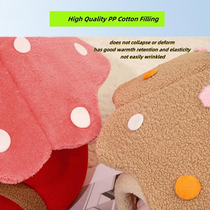 Mushroom Shape Cat Bed Cave for Indoor Cats, Soft Warm Cute Dog Cat House with Removable Cushion Enclosed Pet Hideout with Fluffy Ball Hanging for Cats Kittens Puppies (Pink, M-15.3 * 15.3 inches)