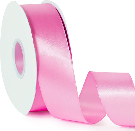 Peach Pink 1-1/2" X 50 Yards Solid Color Satin Ribbon, Double Faced High Density Polyester Fabric Ribbon for Gifts Wrapping, Wedding, Party, Crafts, Hair Bows, Home DIY Decor Ornaments