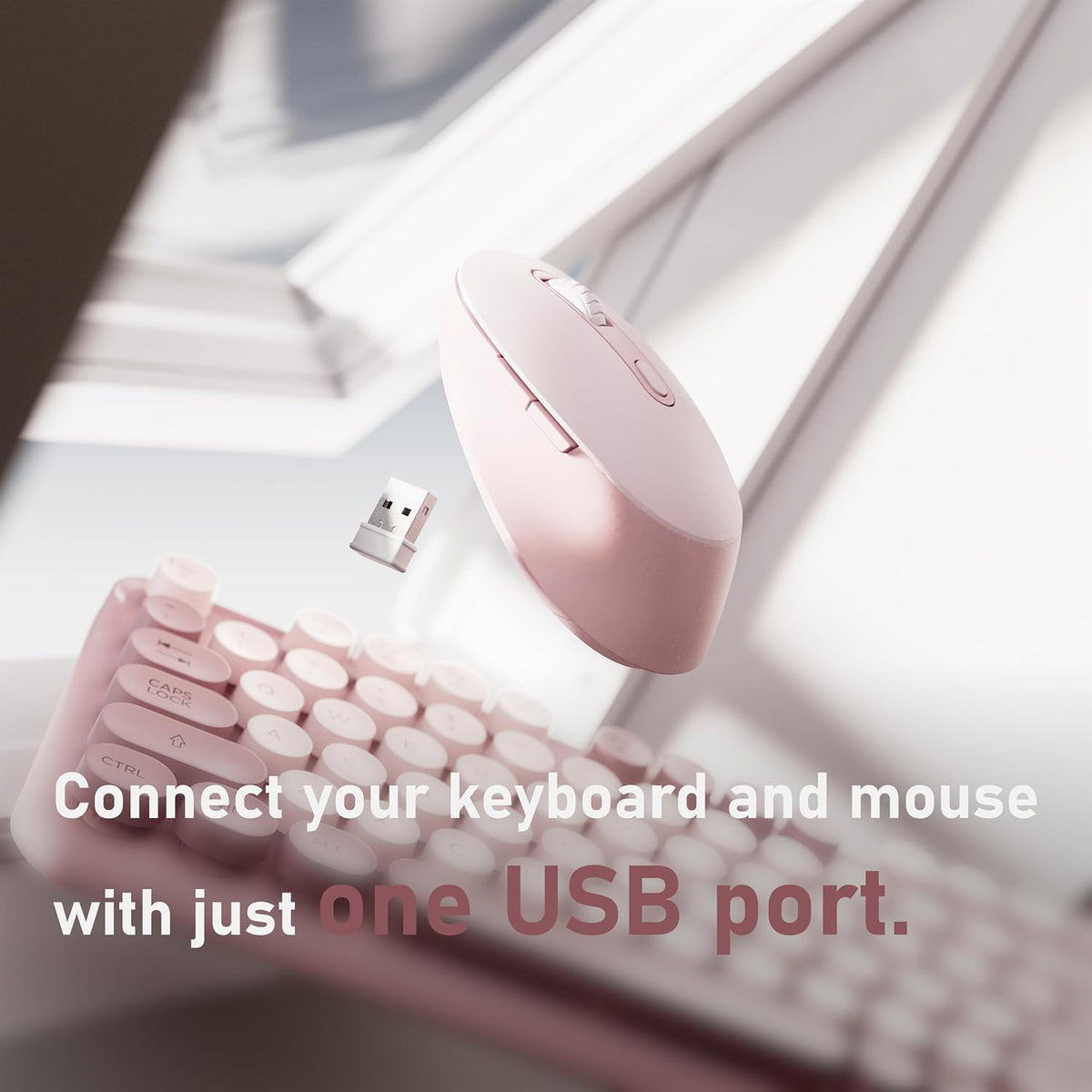 Wireless Keyboard and Mouse Combo (Pink)