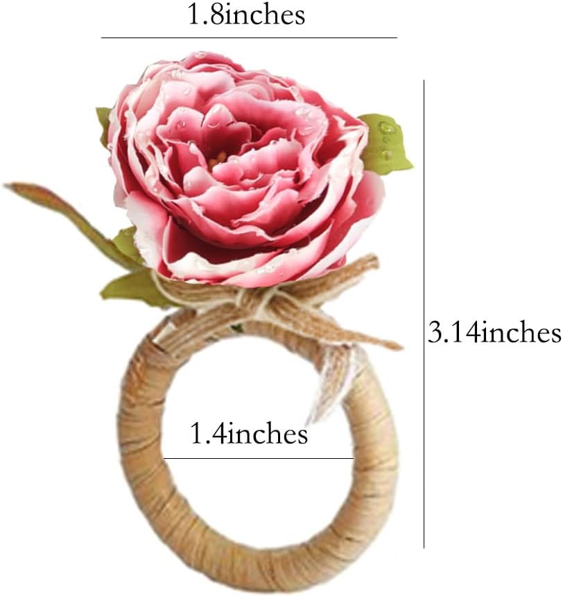 Flower Napkin Rings Set of 12, Rustic Napkin Holder Rings Table Decorations