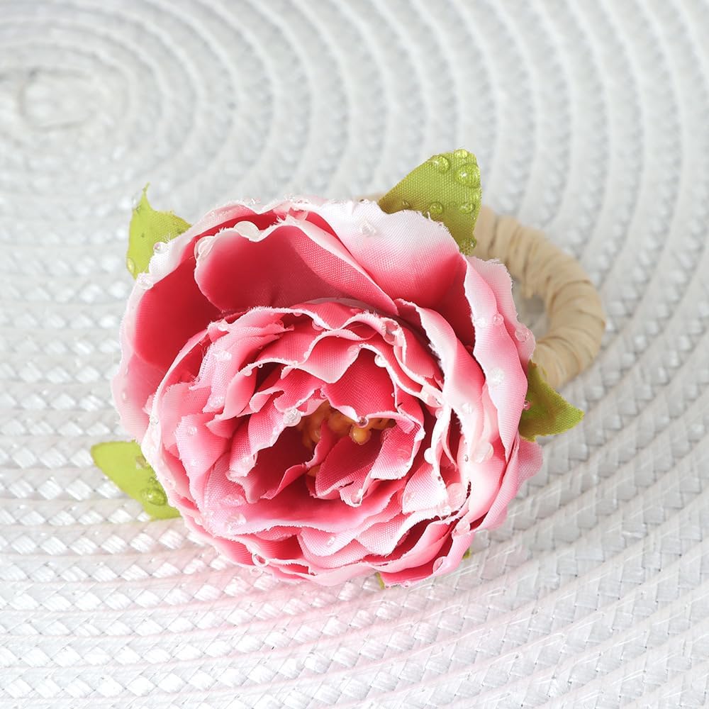 Flower Napkin Rings Set of 12, Rustic Napkin Holder Rings Table Decorations
