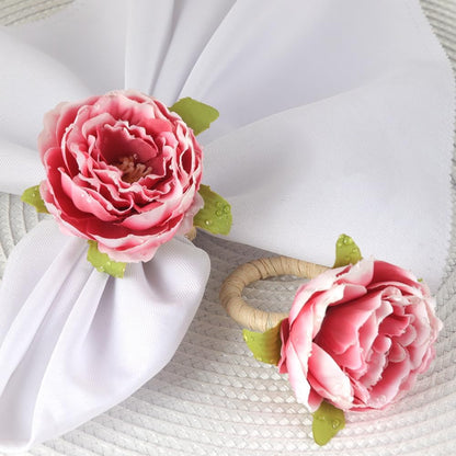 Flower Napkin Rings Set of 12, Rustic Napkin Holder Rings Table Decorations