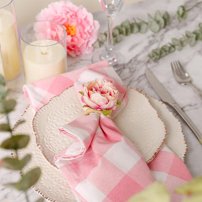 Farmhouse Flower Napkin Rings Set of 12, Faux Pink Rose Napkin Ring Serviette Holder for Spring Holiday, Mothers Day, Table Decor, Family Union, Dinner Setting(Rose Pink)