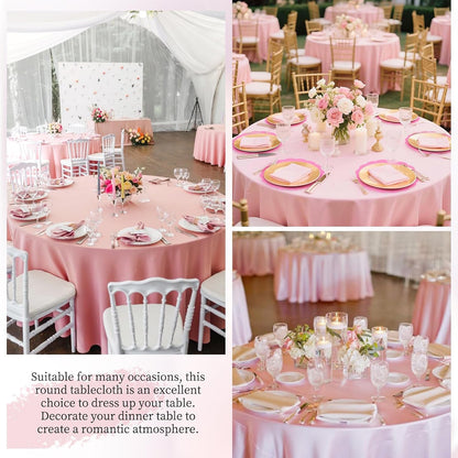 10 Pack Pink Round Tablecloth 90 Inch, Waterproof Table Cover