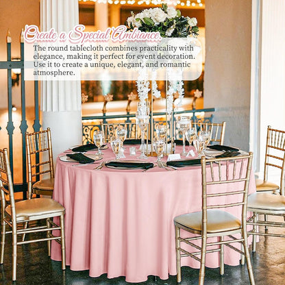 10 Pack Pink Round Tablecloth 90 Inch, Waterproof Table Cover