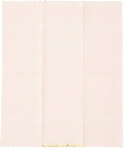 3-Ply Paper Dinner Napkins - Pink Napkins with Scalloped Gold Foil Edges - Disposable Absorbent for Weddings & Parties - 3 Ply, Pink - 50 Pack - 4 x 8 in