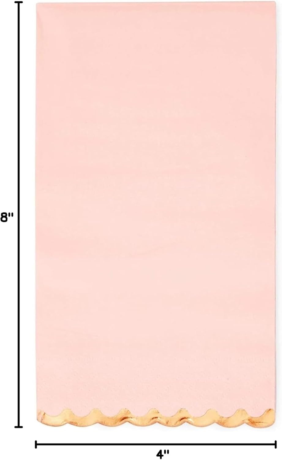 3-Ply Paper Dinner Napkins - Pink Napkins with Scalloped Gold Foil Edges - Disposable Absorbent for Weddings & Parties - 3 Ply, Pink - 50 Pack - 4 x 8 in