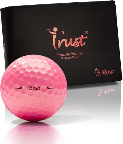 Balls - Aurora & Rosa Crystal Urethane Series | Eye-Catching & Easy to Spot | Maximum Distance, Soft Feel, Straight Flight, & Greenside Control | Blue, Orange, Pink, Yellow | 12 or 48 Balls