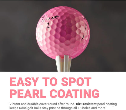Balls - Aurora & Rosa Crystal Urethane Series | Eye-Catching & Easy to Spot | Maximum Distance, Soft Feel, Straight Flight, & Greenside Control | Blue, Orange, Pink, Yellow | 12 or 48 Balls