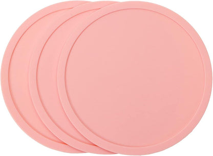 3 Pieces 3.93 Inch Silicone Coasters, Round Coasters for Drinks, Beverage Coffee Tea Coaster (Pink)