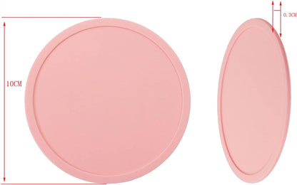 3 Pieces 3.93 Inch Silicone Coasters, Round Coasters for Drinks, Beverage Coffee Tea Coaster (Pink)