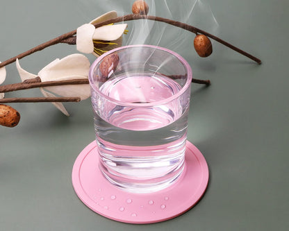 3 Pieces 3.93 Inch Silicone Coasters, Round Coasters for Drinks, Beverage Coffee Tea Coaster (Pink)