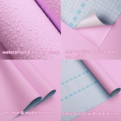 15.7"x118" Pink Wallpaper Contact Paper Pink Peel and Stick Wallpaper Lavender Self Adhesive Contact Paper for Cabinets Girls Bedroom Wallcovering Furniture Countertop Vinyl Roll