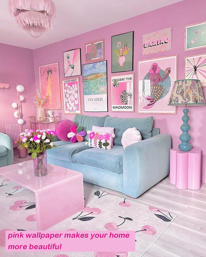 15.7"x118" Pink Wallpaper Contact Paper Pink Peel and Stick Wallpaper Lavender Self Adhesive Contact Paper for Cabinets Girls Bedroom Wallcovering Furniture Countertop Vinyl Roll