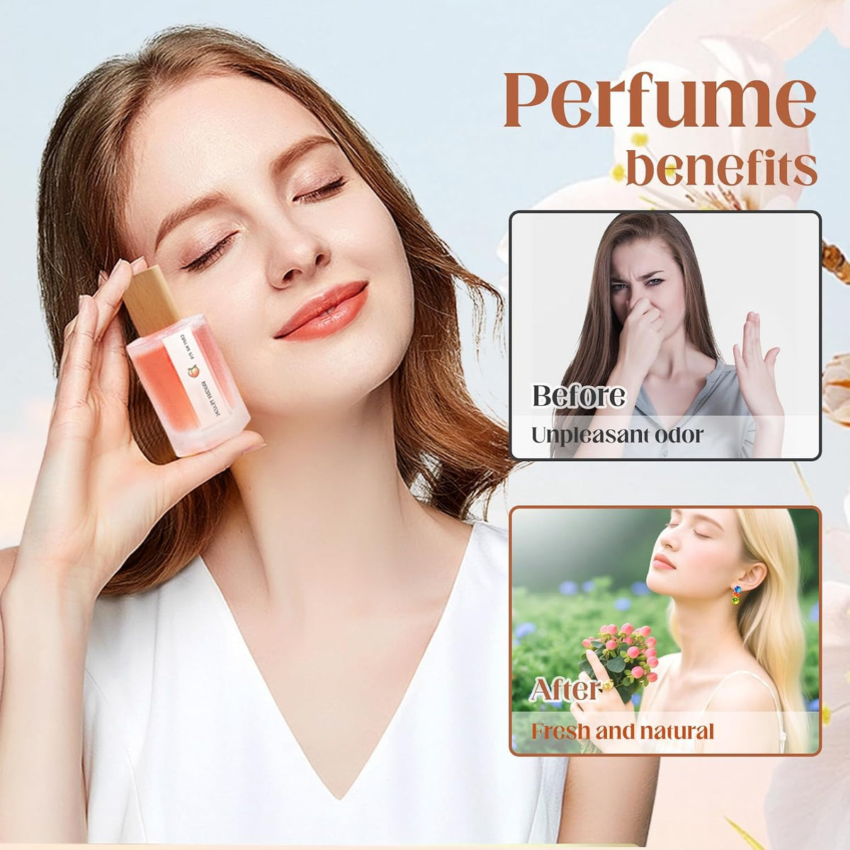 Peach Scented Fragrance Spray 50ml - 2025 New, Long-Lasting Refreshment | Fruit, Woody & Floral Notes | Confident & Elegant Women's Perfume (Peach)
