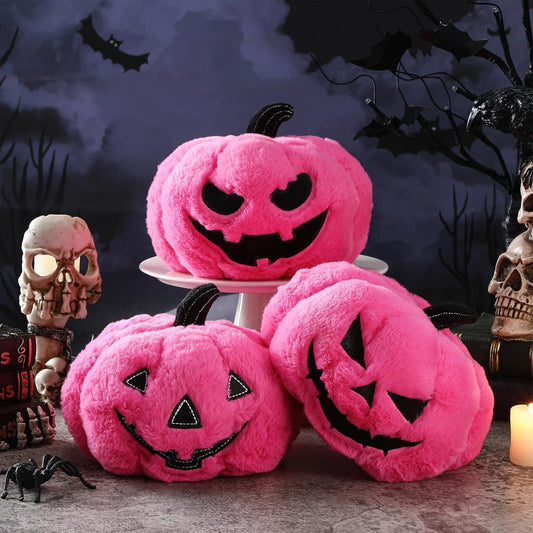 3 Pack Halloween Pink Pumpkin Throw Pillows