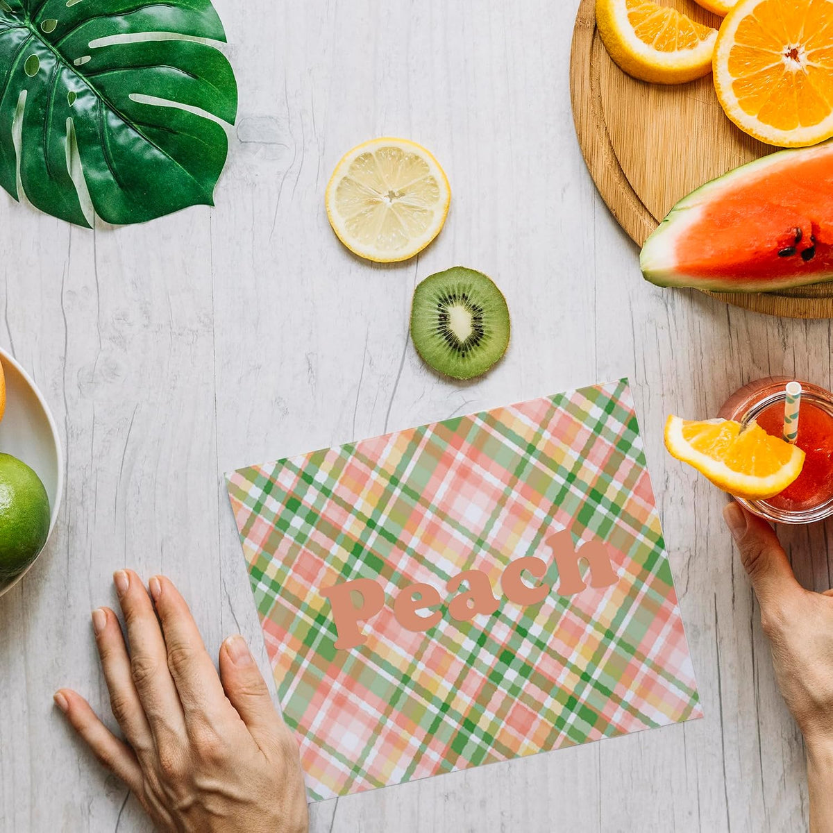 Fruit Themed Scrapbook Paper, 24 Sheets Summer Single -sided Pattern Papers 160GSM Square Decorative Cardstock Paper for Scrapbooking DIY Junk Journal Arts Crafts 6 inches (peach)