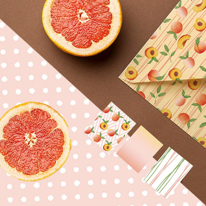 Fruit Themed Scrapbook Paper, 24 Sheets Summer Single -sided Pattern Papers 160GSM Square Decorative Cardstock Paper for Scrapbooking DIY Junk Journal Arts Crafts 6 inches (peach)