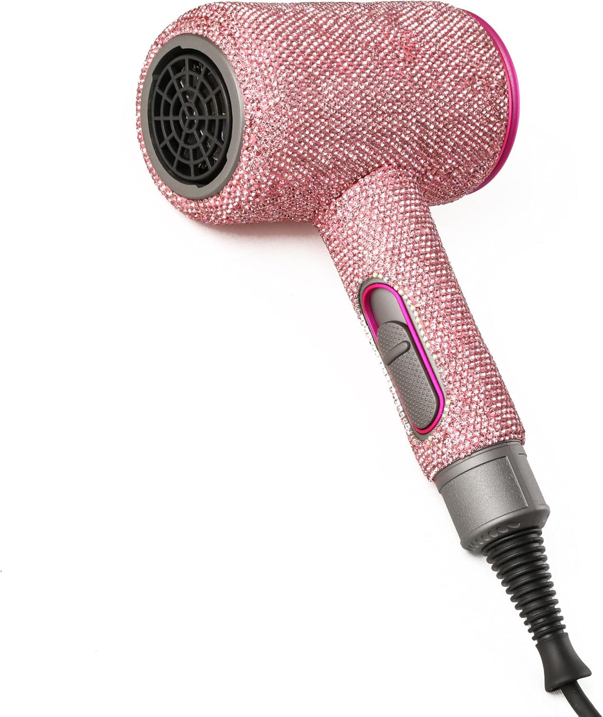 Bling Diamond Dryer with Rhinestone,Ionic Hair Dryer, 1800W Professional Ionic Hair Blow Dryer with 3 Heat/2 Speed, 3 Temperature & 2 Wind Speed for Women Bedazzled,Pink