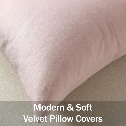 Throw Pillow Covers 16x16 Light Pink: Pack of 2 Cozy Soft Velvet Square Modern Luxury Decorative Throw Pillow Cases for Sofa Couch Living Room Bed Home Decor