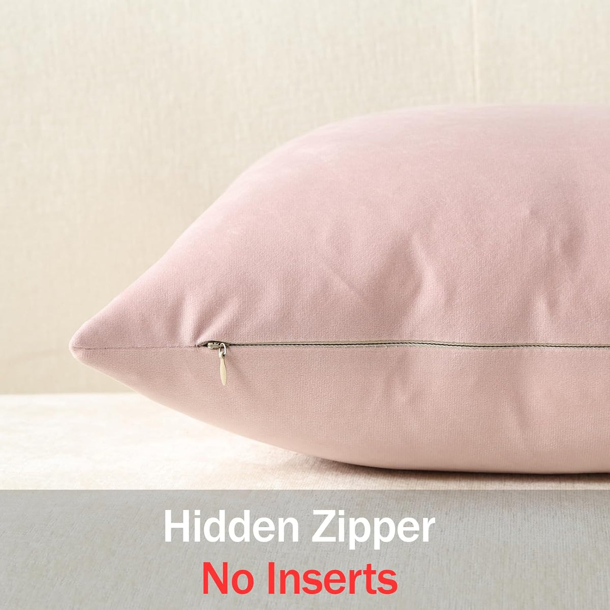Throw Pillow Covers 16x16 Light Pink: Pack of 2 Cozy Soft Velvet Square Modern Luxury Decorative Throw Pillow Cases for Sofa Couch Living Room Bed Home Decor