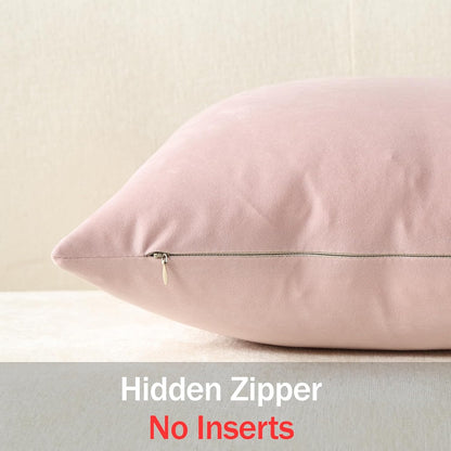 Throw Pillow Covers 16x16 Light Pink: Pack of 2 Cozy Soft Velvet Square Modern Luxury Decorative Throw Pillow Cases for Sofa Couch Living Room Bed Home Decor