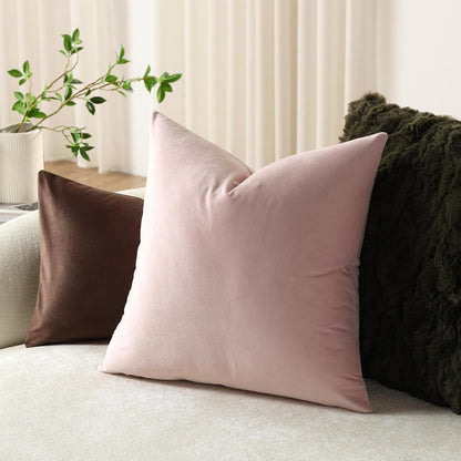 Throw Pillow Covers 16x16 Light Pink: Pack of 2 Cozy Soft Velvet Square Modern Luxury Decorative Throw Pillow Cases for Sofa Couch Living Room Bed Home Decor